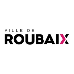 Logo with the text 'Ville de Roubaix' in black and a touch of pink in the letter X.