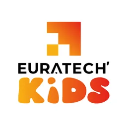 Logo of Euratech Kids with an orange gradient square symbol and the text in French.